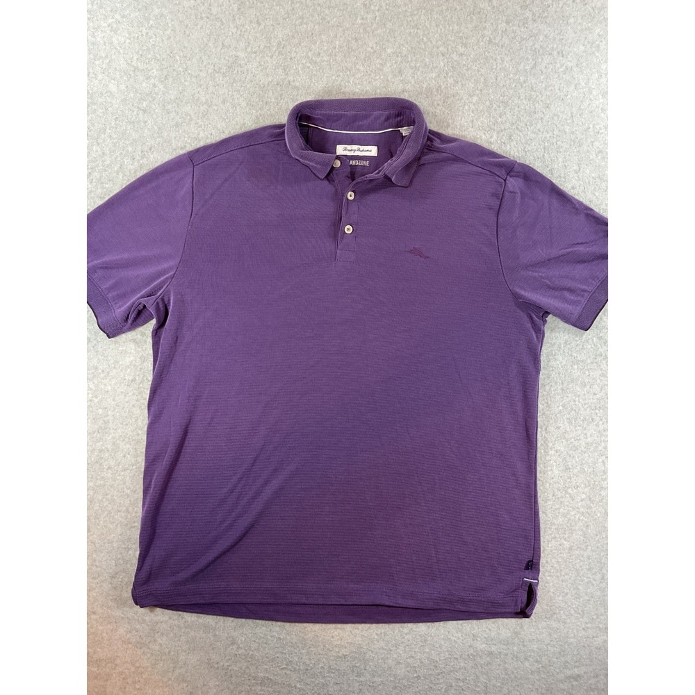 Tommy Bahama Mens Large Purple IslandZone Modal Blend Short Sleeve Polo #700